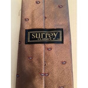 Surrey Classics Mens Brown‎ Micro Paisley Silk Blend Necktie Made in USA RN43170